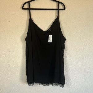 PLUS SIZE: TORRID. Elegant Black Lace Trim Cami Top